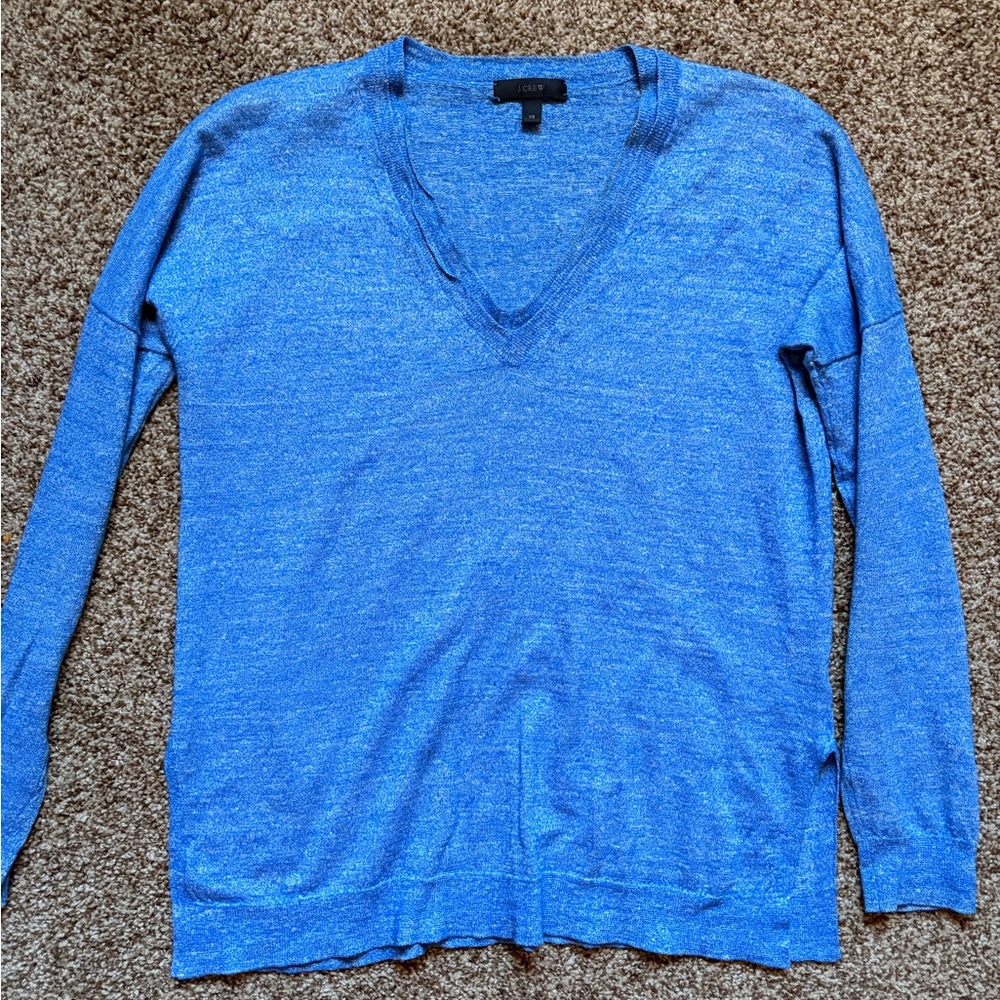 J. Crew Merino Wool/Linen Blend Sweater, Cornflower Blue, Size Extra Small